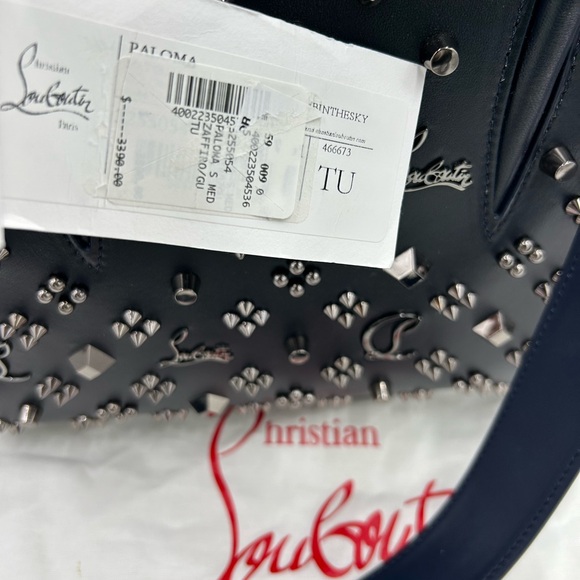 Women's Christian Louboutin studded monogram, leather tote with shoulder strap - Picture 8 of 16